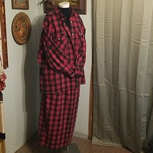 Womens 100% cotton flannel skirt and blouse suit